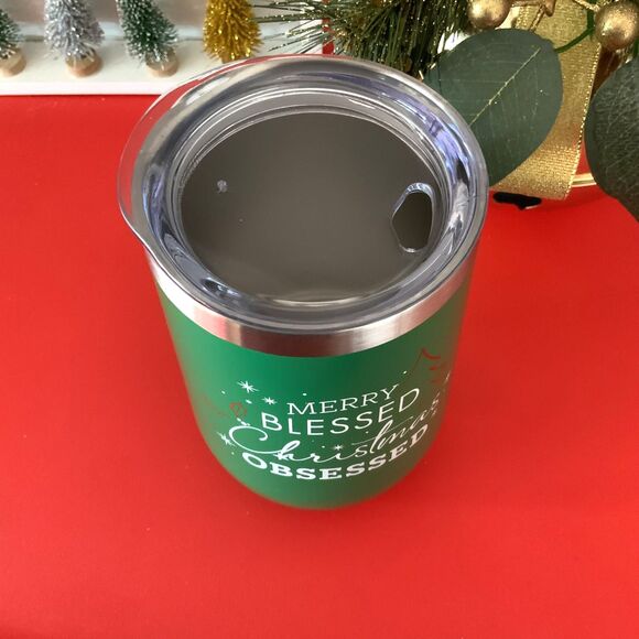 Brand New! Green Insulated 16oz Christmas Coffee/Wine Tumbler w/Lid - Picture 4 of 6